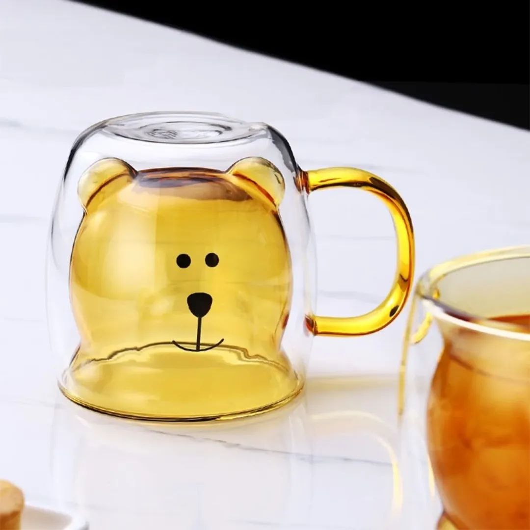 Double Wall Glass Bear Mug