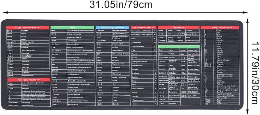 Anti Slip Windows & Office Keyboard Shortcuts Desk Mat