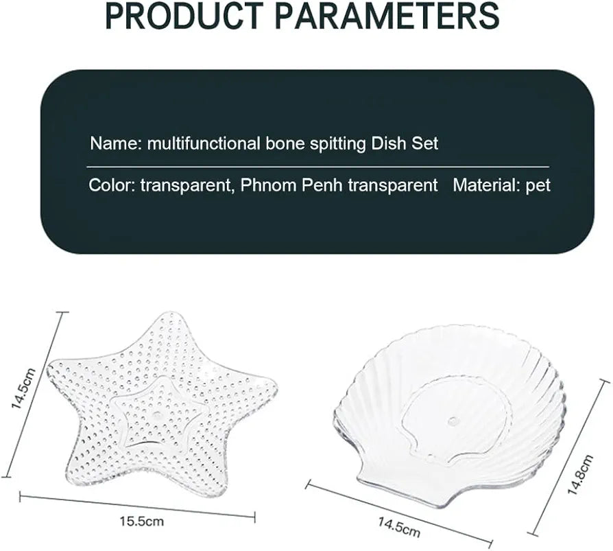 Acrylic Sea Shell Shape Plate Set With Metal Stand 8pcs