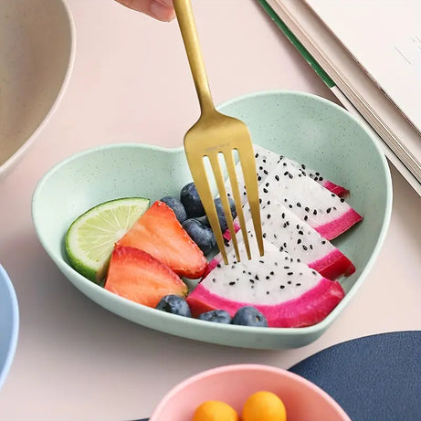 Heart Shape 10 PCs Plate Set With Holder (Randoms Colour)