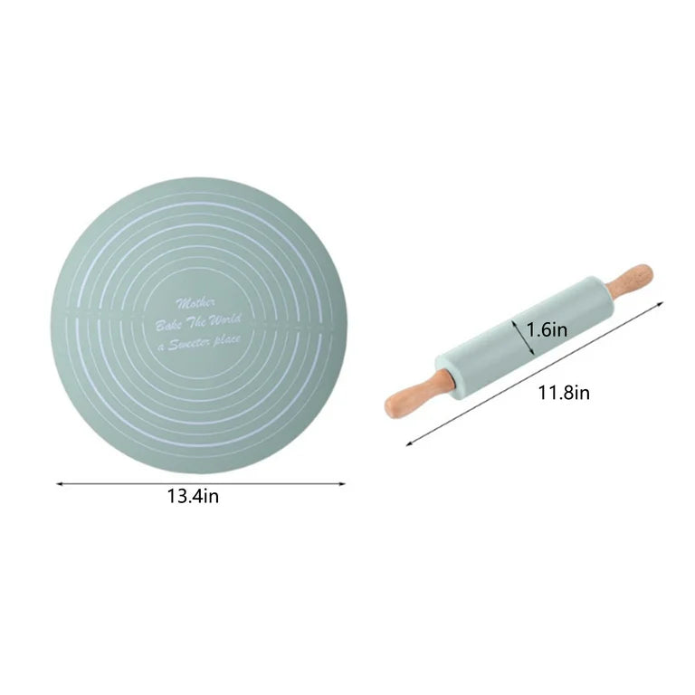 Silicone Dough Mat With Rolling Pin