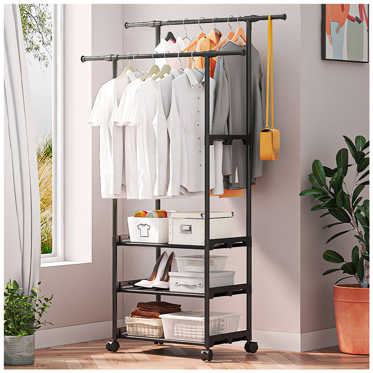 3 Layer Double Pole Rack