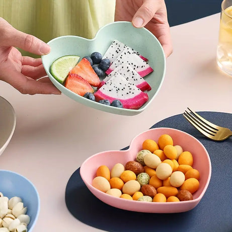 Heart Shape 10 PCs Plate Set With Holder (Randoms Colour)