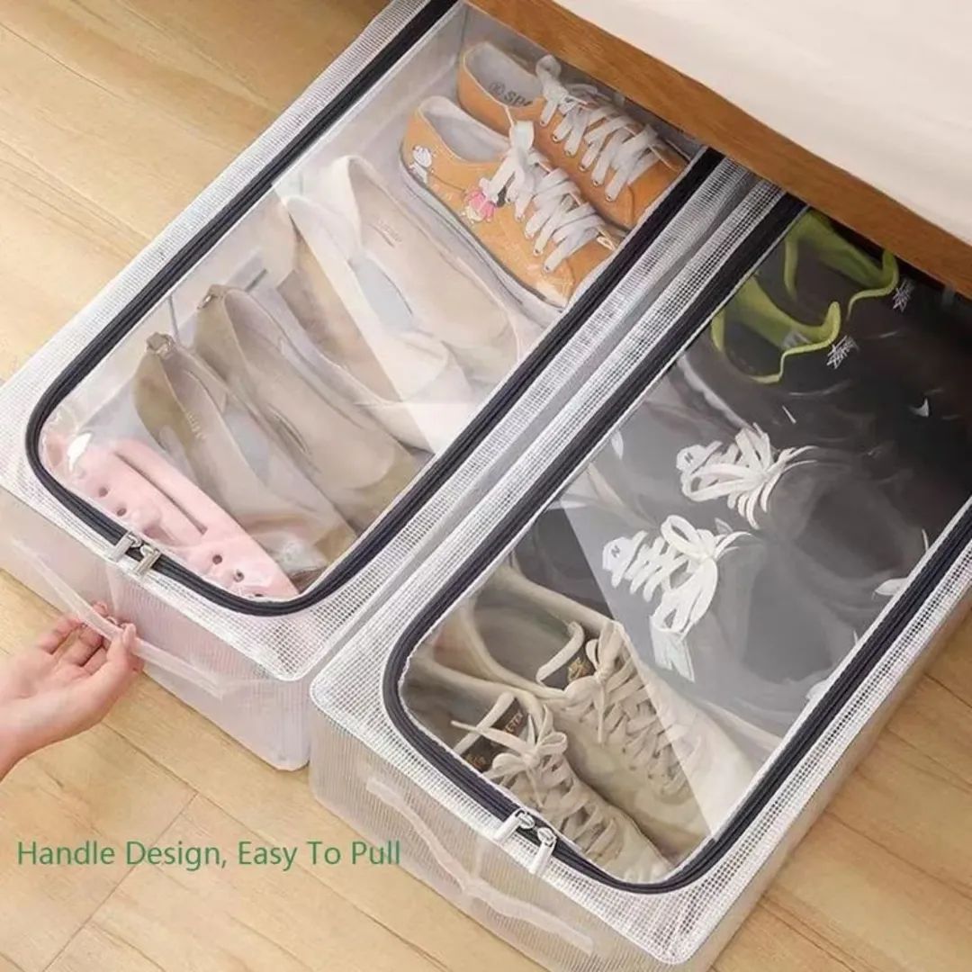 Double Sided Opening Zipper Shoe Storage Box