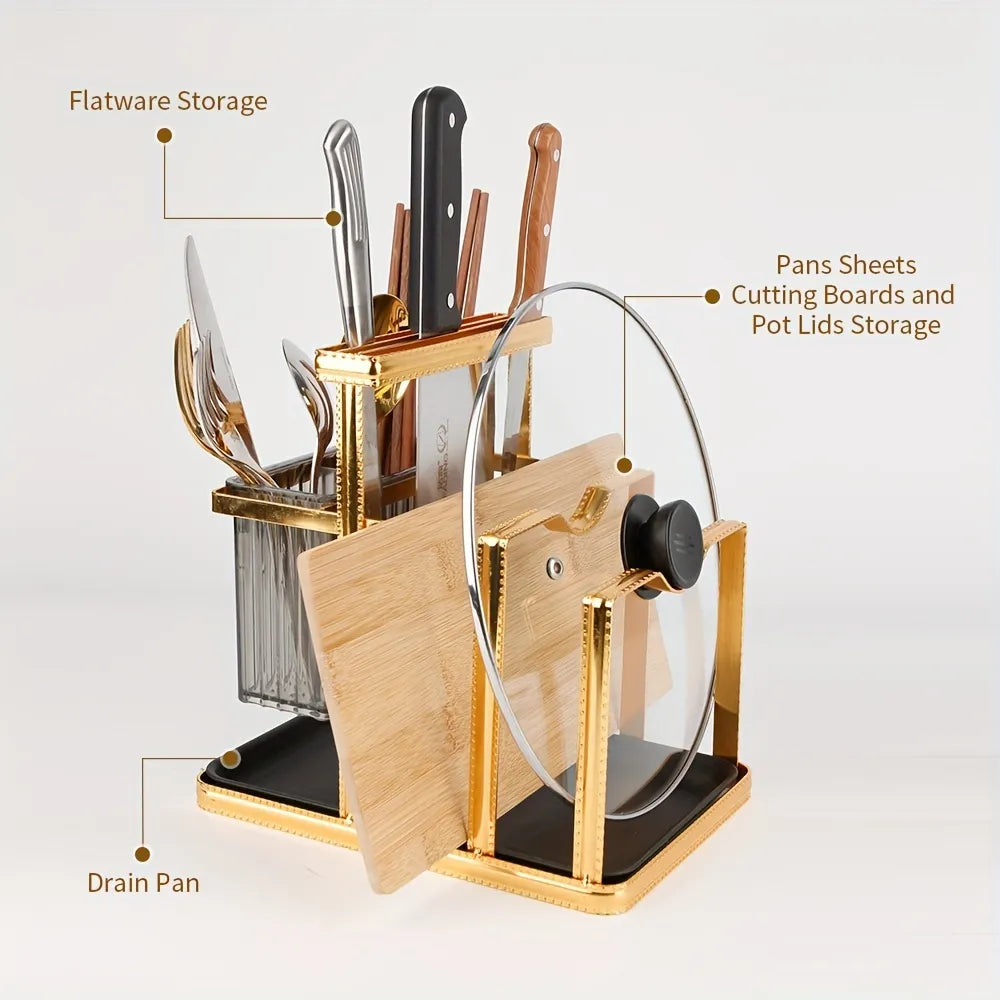 Stainless Steel Luxurious Knife and Chopsticks Rack