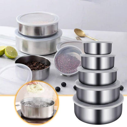 5pcs Stainless Steel Container with Cover