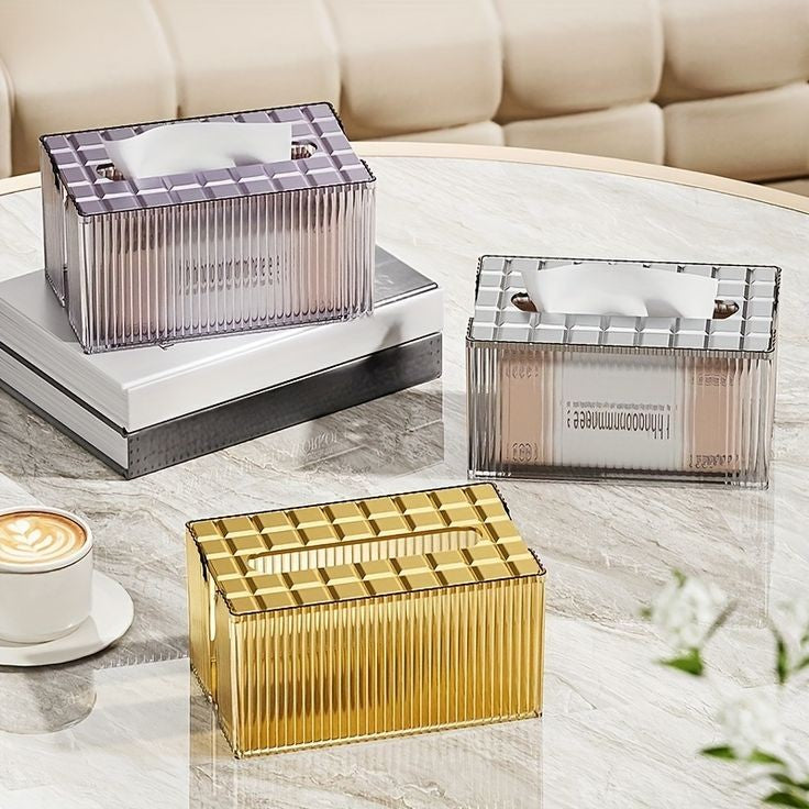 Luxury solid crystal desktop tissue box