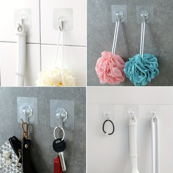 Transparent Wall Mounted Hook (10Pcs Set)