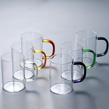 Set of 6 Glass Cups with Multicolor Handles 330 ML