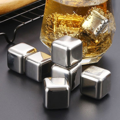 6 Cube Reusable Steel Ice Cube Tray