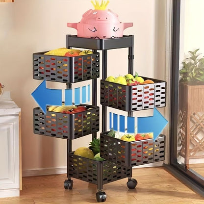 5 Layers Rotatable Trolley With Wheels