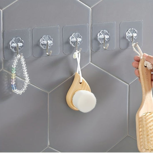 Transparent Wall Mounted Hook (10Pcs Set)