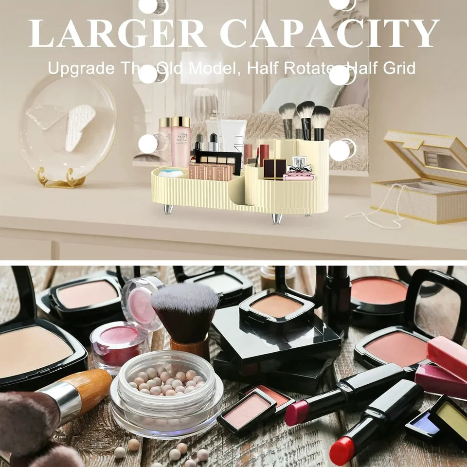 Makeup Organiser with 360° Rotating Makeup Brush Holder