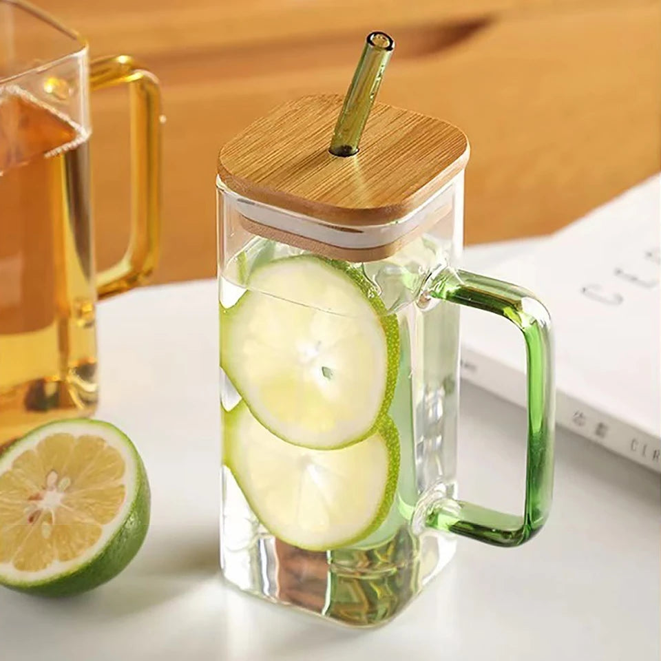 Glass Mug With Lid And Straw