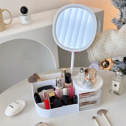 Desktop Cosmetics Storage Box With Mirror