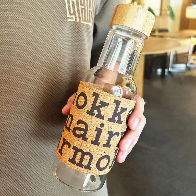 Wood Style Glass Water Bottle