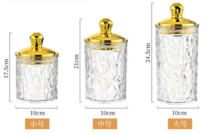 Set Of 3 Transparent Sealed Jar With Golden Lid