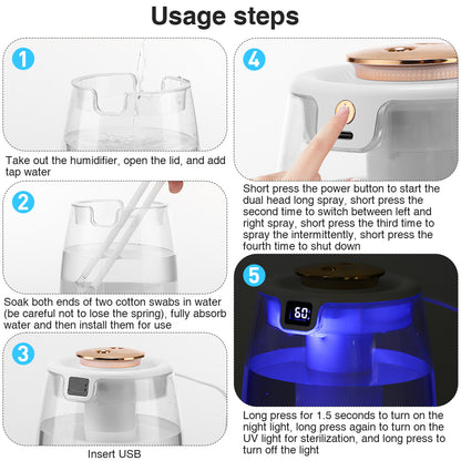 USB Dual Nozzle Silent Digital Humidifier