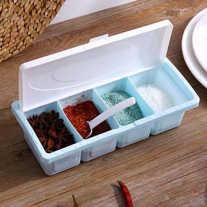 4 Grid Spice Box With Spoons