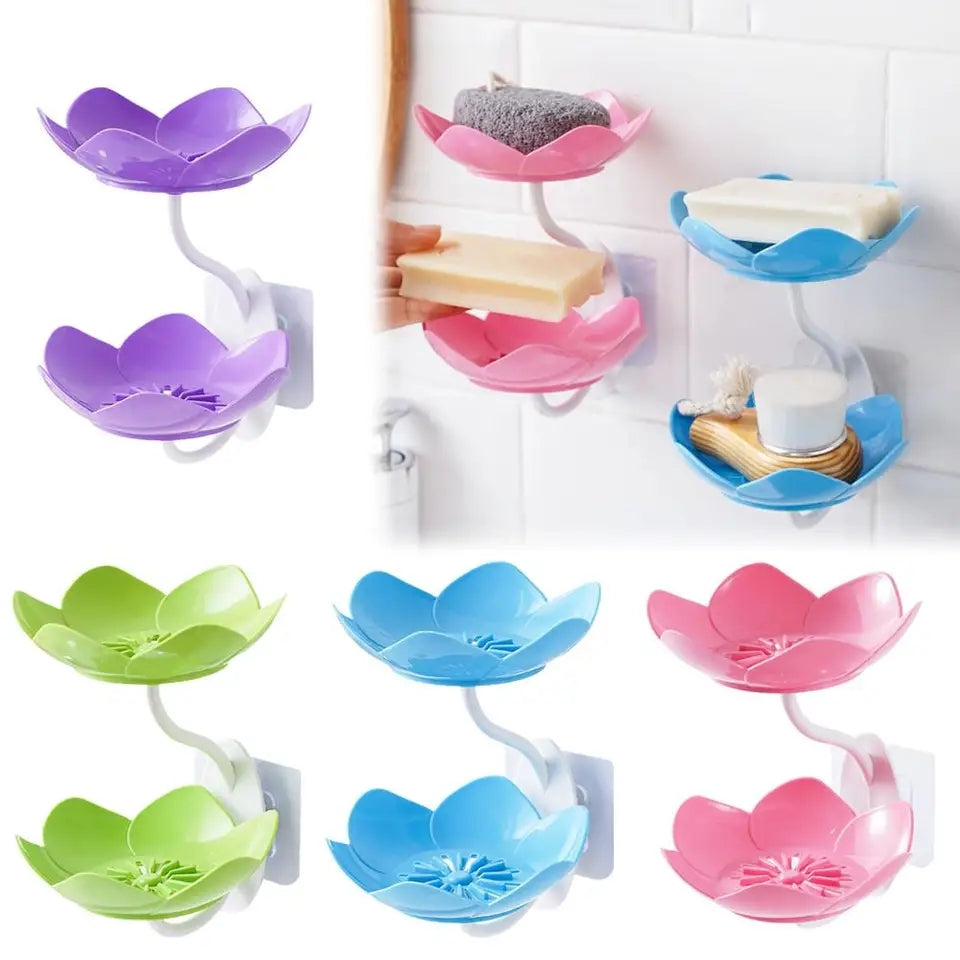 Wall Mounted Double Layer Flower Soap Dish