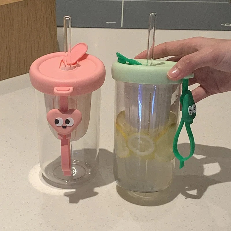 420ml Cute Drinking Cup with Straw Tea Infuser