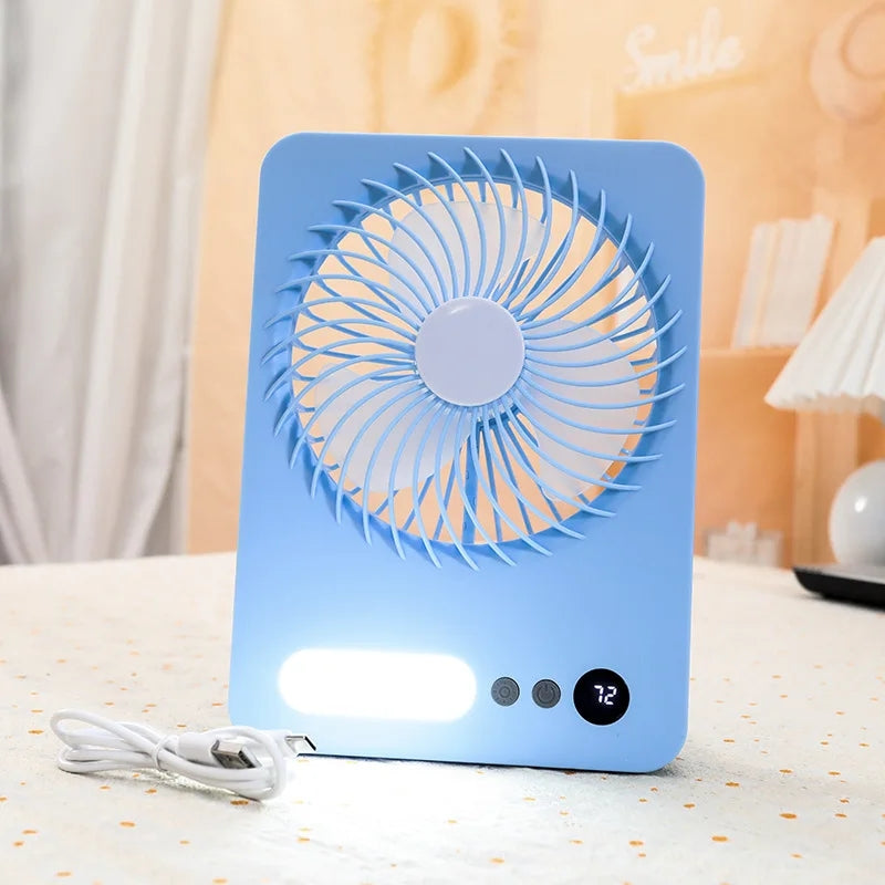 USB desktop folding fan and lamp