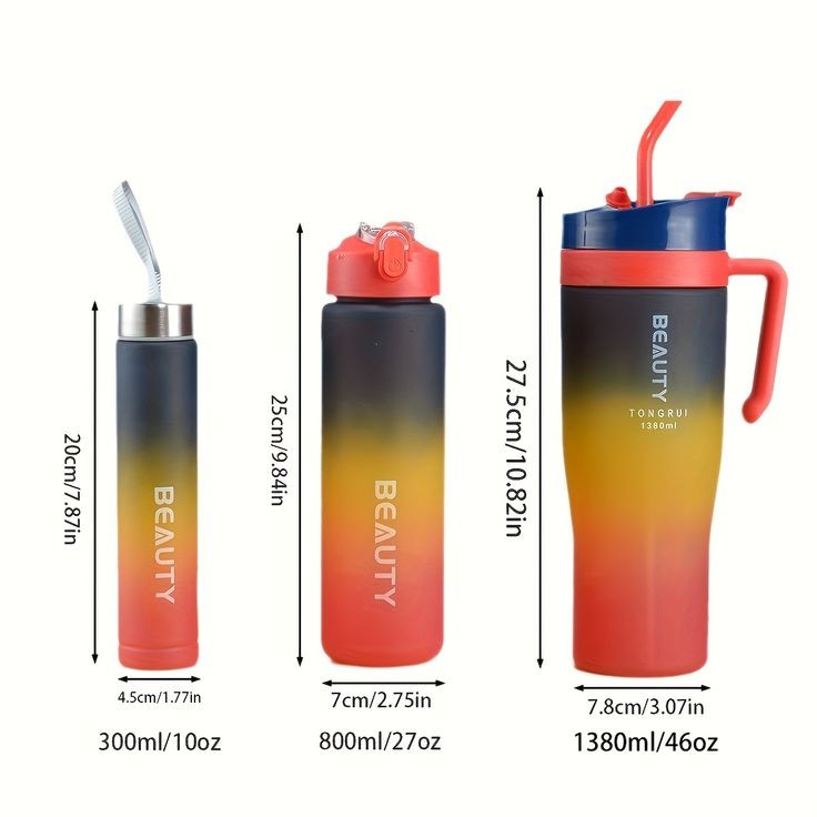 3pcs Gradient Colour Water Bottle Set