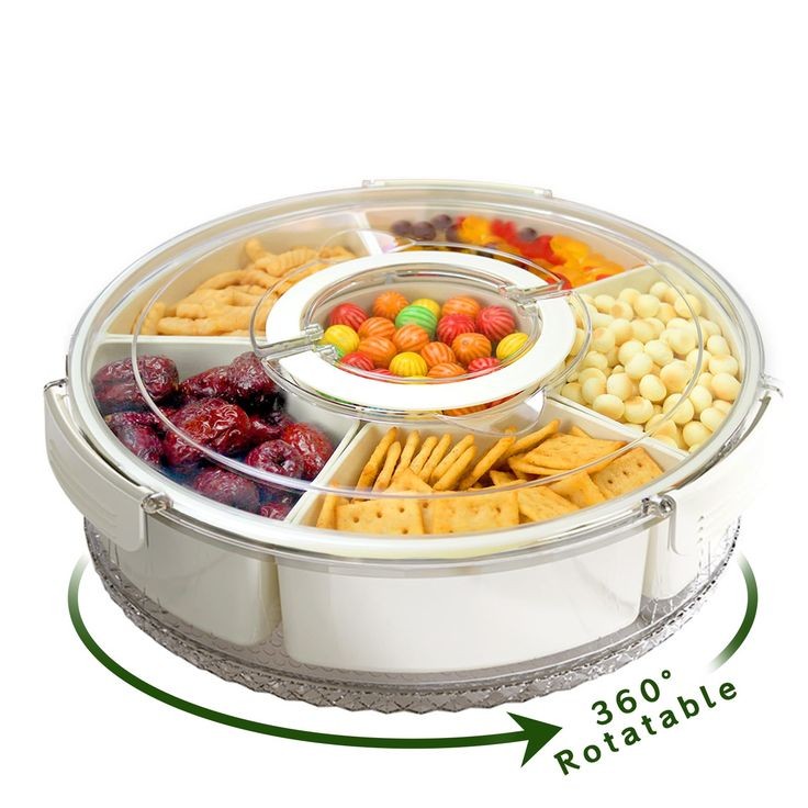 Portable Rotating Snack Tray With Lid