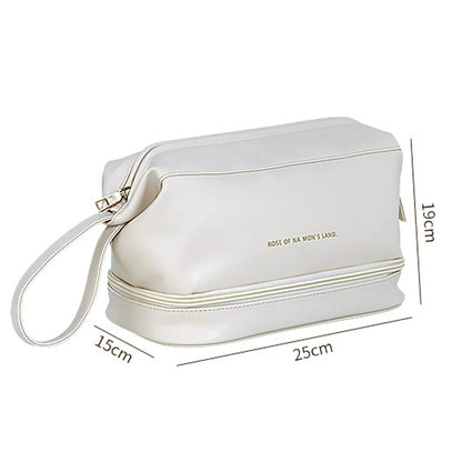 Portable Leather Makeup Bag Large Capacity