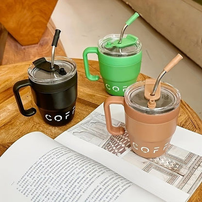 Insulated Coffee Mug With Lid And Straw