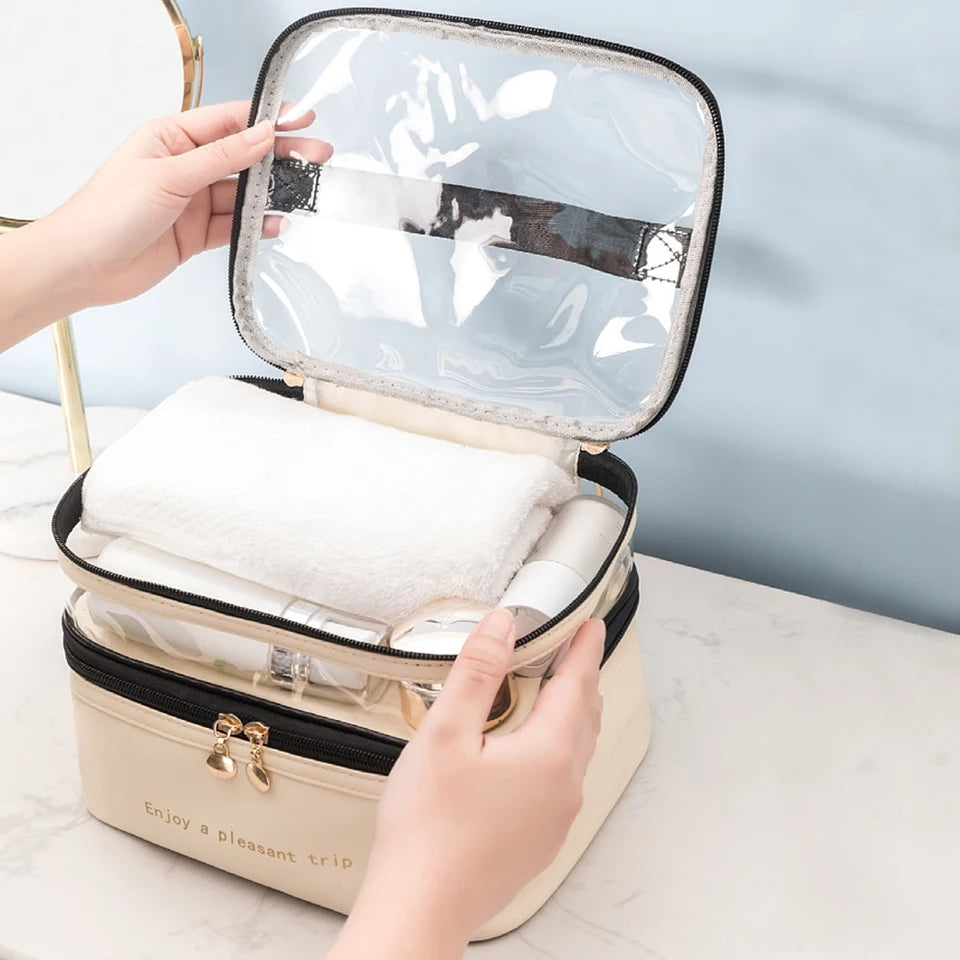 Dual Compartment cosmetic bag