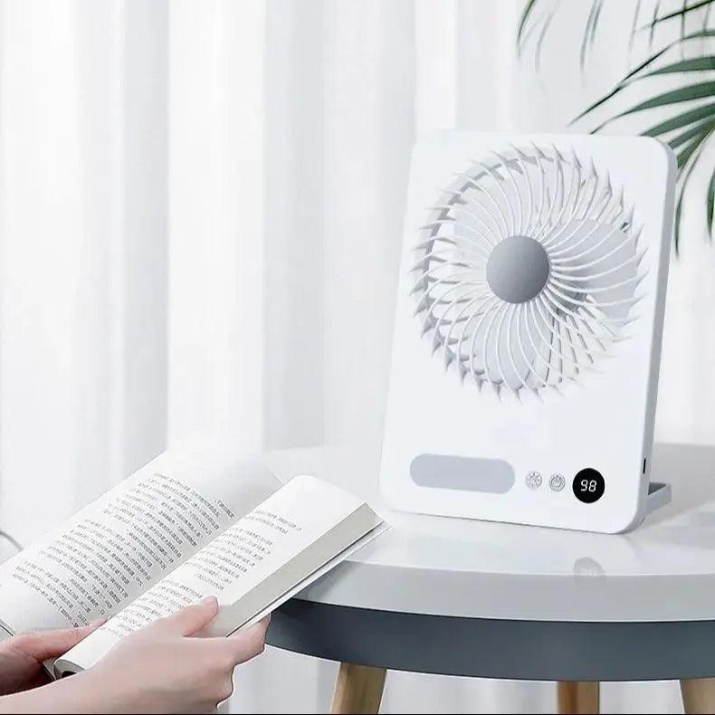 USB desktop folding fan and lamp