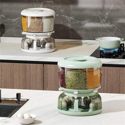 Rotating Cereal Dispenser with egg tray (6 Grid)