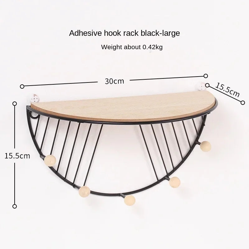 Wall Mounted Floating Shelf Rack Semicircle Storage Organizer