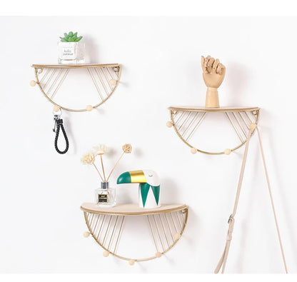 Wall Mounted Floating Shelf Rack Semicircle Storage Organizer