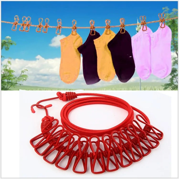 12 Clips Clothes Drying Rope