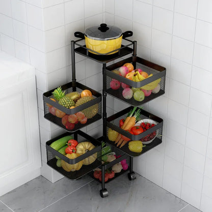 Rotating Square Kitchen Storage Trolly