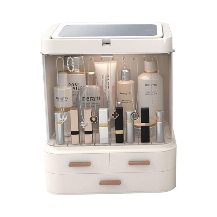 Cosmetics Storage Box With Mirror Led Light