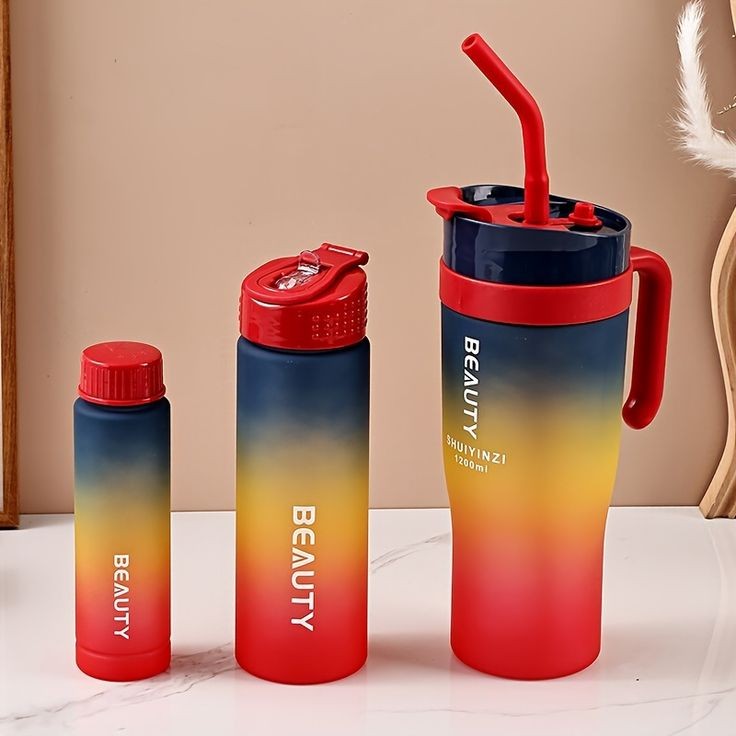 3pcs Gradient Colour Water Bottle Set