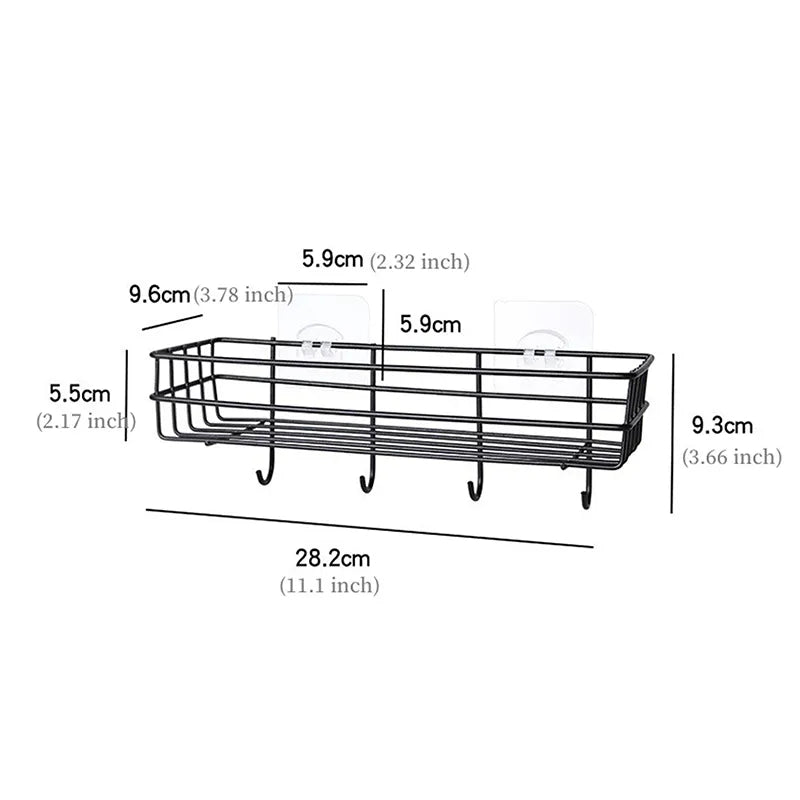 Wall Mounted Shelf With Hooks And Soap Holder