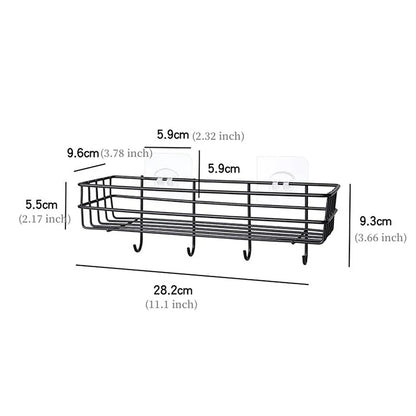 Wall Mounted Shelf With Hooks And Soap Holder