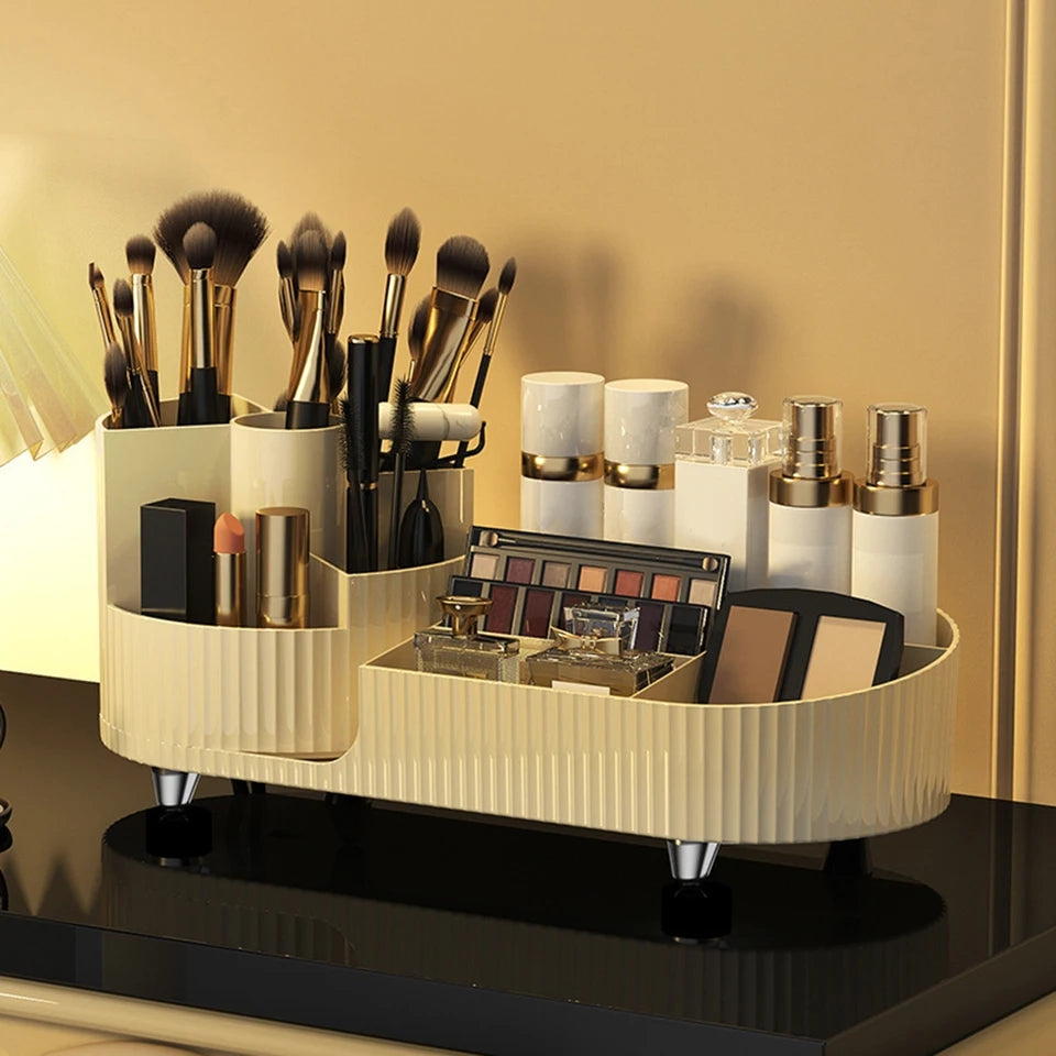 Makeup Organiser with 360° Rotating Makeup Brush Holder