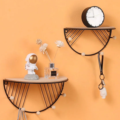 Wall Mounted Floating Shelf Rack Semicircle Storage Organizer