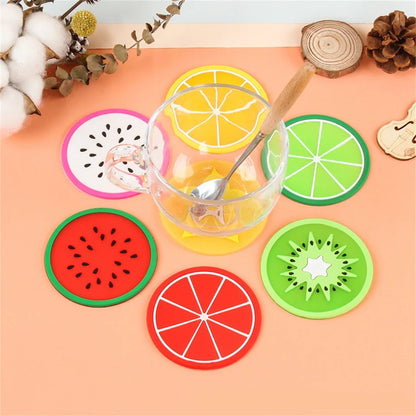 Silicone Fruit Shape Coasters 6 Pieces