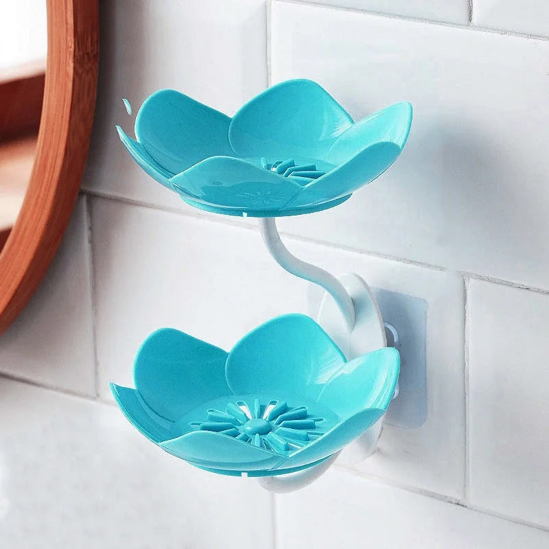 Wall Mounted Double Layer Flower Soap Dish