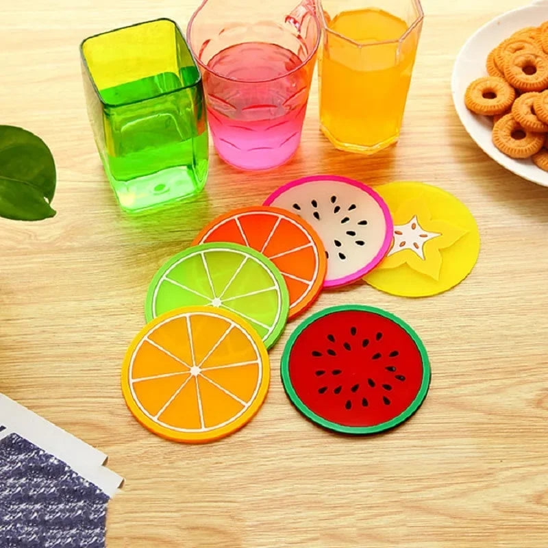 Silicone Fruit Shape Coasters 6 Pieces