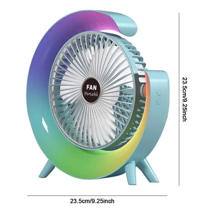 G shape rgb light fan