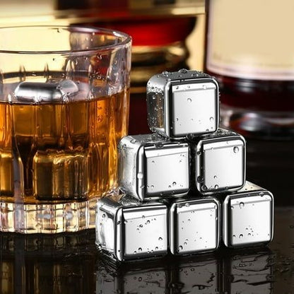 6 Cube Reusable Steel Ice Cube Tray