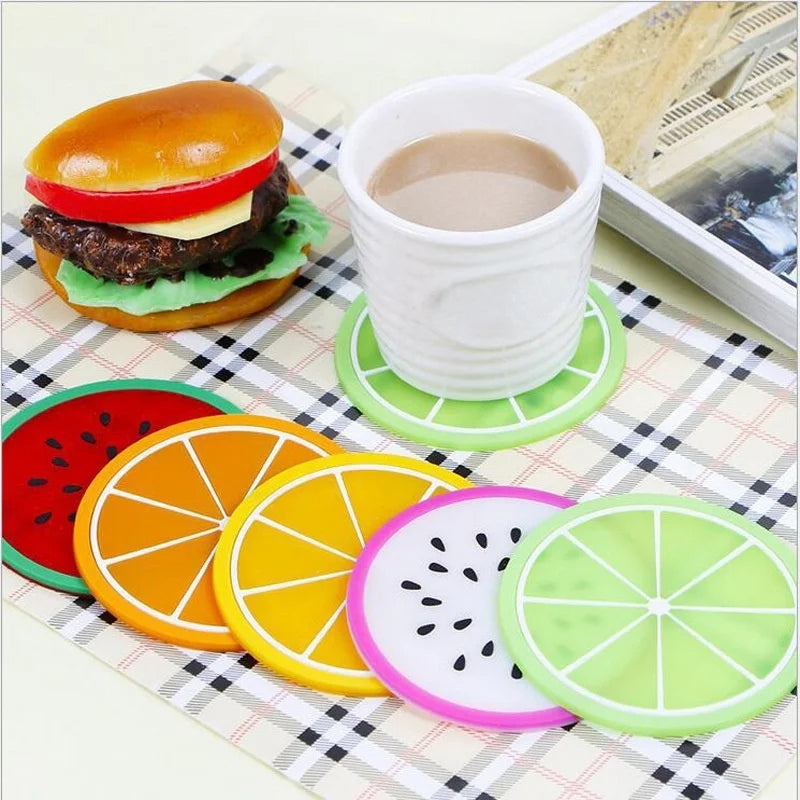 Silicone Fruit Shape Coasters 6 Pieces