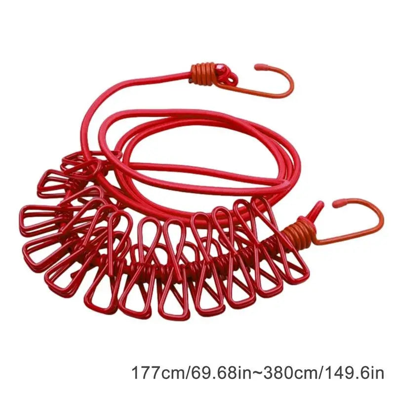 12 Clips Clothes Drying Rope